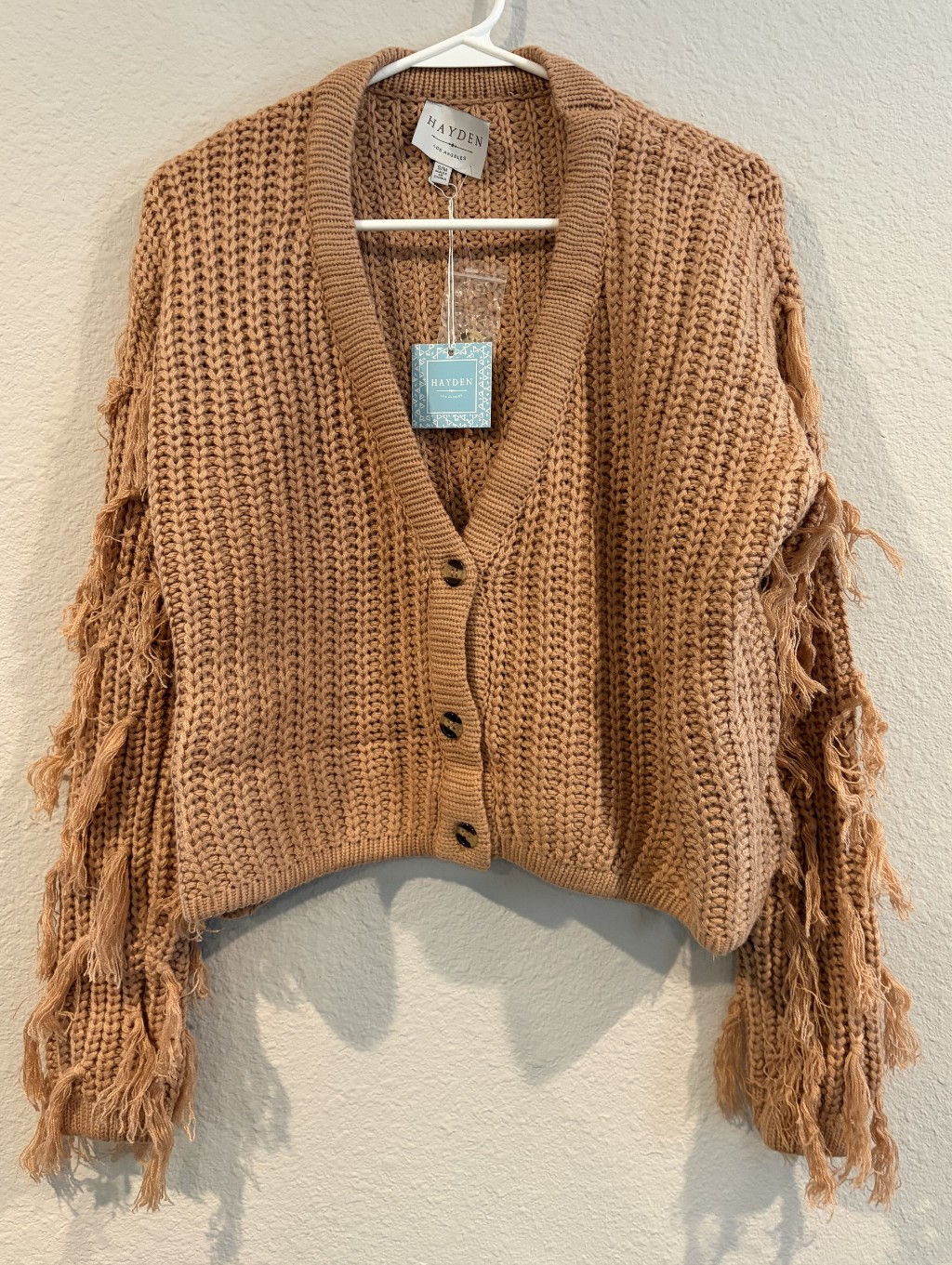 New Hayden Los Angeles Womens Knit Oversized Button Up Fringe Cardigan Sweater
